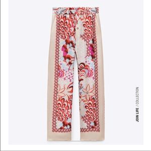 Zara silk wide leg pants